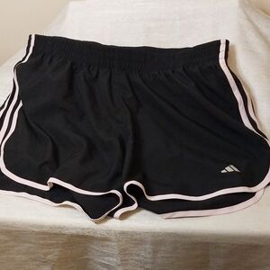 adidas Black Athletic Shorts with Light Pink Trim